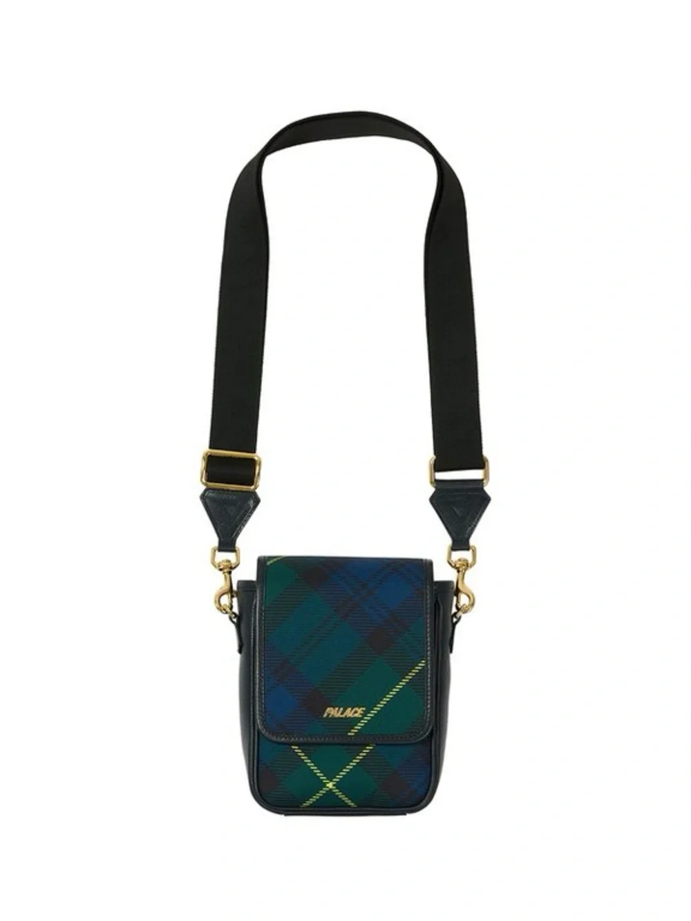 Palace P-Lux Shot Bag ‘Black Watch’ Canvas Tartan Men's FW25 Logo Travel Bag